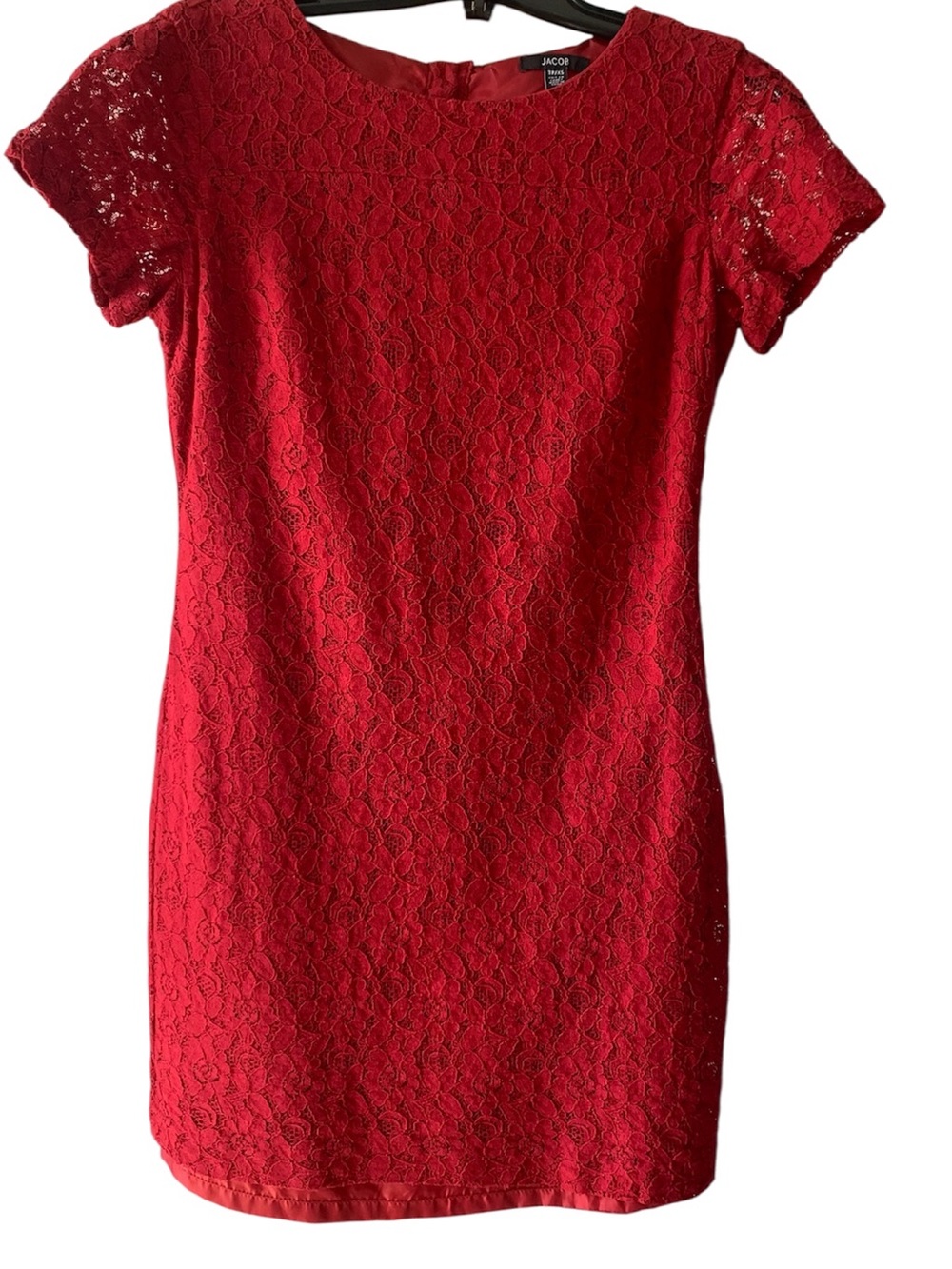 Jacob Red Lace Short Sleeve Mini Dress